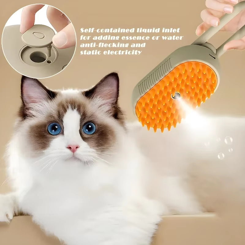 3 in 1 Pet Cat Dog Steamy Spray Cleaning Brush Electric Anti-Splashing Hair Removal Massage Brush Pet Grooming Hair Removal Comb