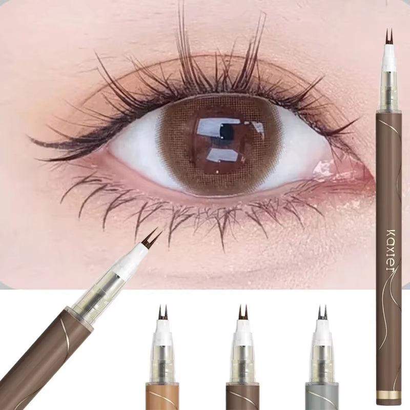 Double Forked Tip Lower Eyelash Pen Natural Ultra-Thin Liquid Eyeliner Waterproof Eyelash Brow Eyeliner Pencil Makeup Tools