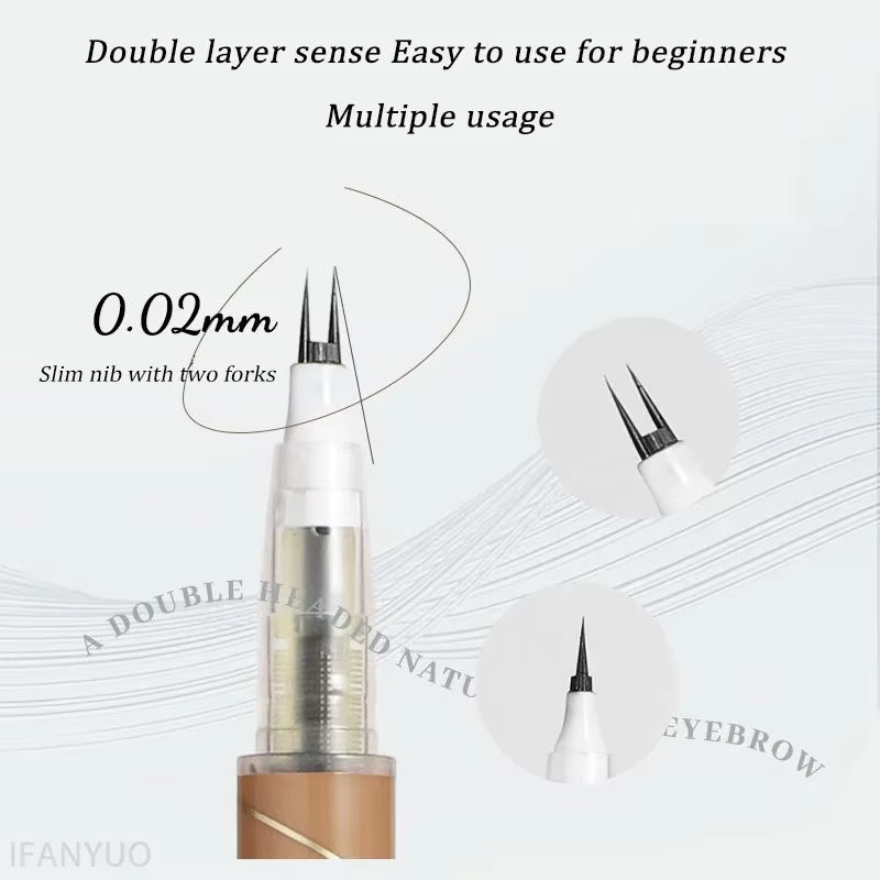 Double Forked Tip Lower Eyelash Pen Natural Ultra-Thin Liquid Eyeliner Waterproof Eyelash Brow Eyeliner Pencil Makeup Tools